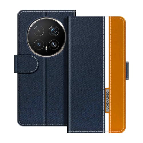 UOGNADGD Lederhülle Kompatibel mit Huawei Honor Magic 8 Pro 5G Klappbares Portemonnaie-Hülle mit Magnetverschluss Ständer & Kartenfächern stoßfestem Schutz (Blau)