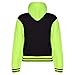 Kids Girls Boys R Fashion Baseball Black Neon Green Hooded Jacket Varsity Hoodie