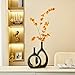 2 Pcs Ceramic Vase Black Gold Vases Set of 2 for Modern Home Decor Living Room Centerpiece Minimalist Hollow Flower Vase, Decorative Oval Vase for Bookshelf TV Stand Kitchen Dining Table Decorations