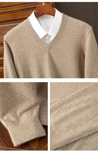 Men V-Neck Sweater Long Sleeve Pullovers Solid Color Fit Knit Pullover Cashmere Knitting Jumpers4