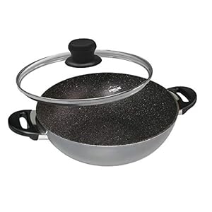 STONELINE Wok With Glass Lid, 32 cm, Anthracite