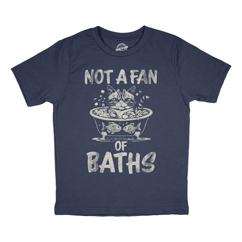 Youth Funny T Shirts Not A Fan of Baths Sarcastic Kitten Graphic Novelty Tee for Kids
