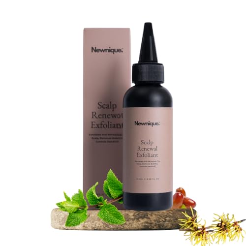 Newnique Scalp Exfoliant – Dry Scalp Scrub Treatment – Renewal Exfoliant with Glycolic & Salicylic Acid – Vegan Hair Care for Flaky Build-Up – Scalp Oil Serum for Hair Growth