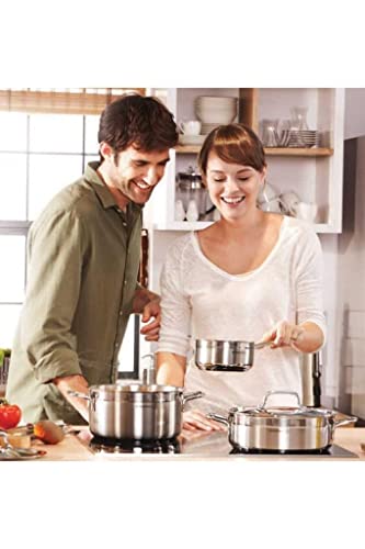 Korkmaz Alfa Stainless Steel Induction-Ready Casserole, Low Casserole, Saucepan with Tri-Ply Encapsulated Base (Saucepan), Silver, 1 Qt, A1015