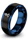 Zealot Jewelry Female Swimmer Ring Gift for Swimmer Black Blue Tungsten Waterproof Engagement Band for Men Couples Christmas Ideas 8th Grade Graduation for Her Luxury Engagement Size 8.5