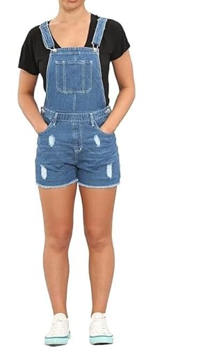 SubMeHa Girls Kids Denim Dungaree Short Length Pinafore Ribbed Jumpsuit Play Suit UK Size 8Yrs to 14Years (UK, Age, 11 Years, 12 Years, Regular, Mid Blue)