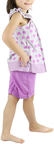 Image of ToBeInStyle Girl's Two Piece Summer Set Cute Tee Top and Matching Shorts Adorable Outfit