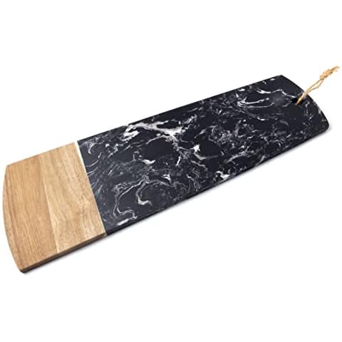bar@drinkstuff Black Marble & Acacia Serving Board Cover