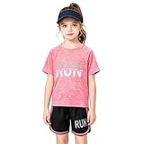 Tilozs Kinder Trainingsanzug Mädchen Jungen Training Jogging Sport Set Kurz Atmungsaktiv Sommer Schnelltrockend Sportanzug, Rosa, 134-140(Herstellergröße:140)