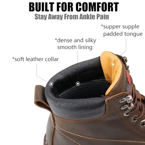 Image of SUREWAY 6 inch Mens Heavy Duty Soft /Composite /Steel Toe Work Boots for Men,Comfortable & Durable,GoodyearWelt,Full Grain Leather,Oil /Slip Resistant,Wedge Moc Toe Industrial Construction Boots /Shoes