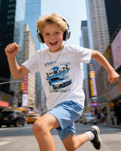 Image of OLMRJKD Boys 2 Piece Outfits Short Sleeve Colorblock T-shirt and Shorts Summer Casual Clothes for 6-12 Years