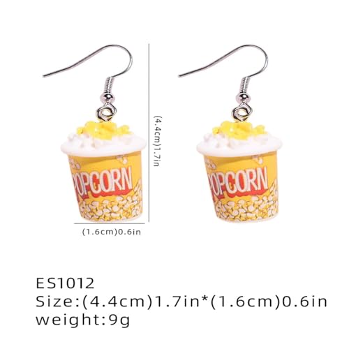 Coadipress Popcorn Shaped Earrings for Women Cute Resin Cheese Drop Earrings Funny Emulational Snacks Food Dangle Earrings Birthday Party Gift4