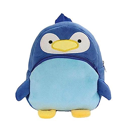 Image of blue tree Cute Boy's and Girl's Plush Bag Medium Quality Full Embroidery Designs Mini Travel Backpack Mango (Mango-Penguin blue)