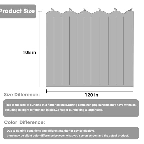 Image of Room Divider Blackout Curtain Track Curtains Wall Dividers Panels Screen for Living Rooms Bedroom Office Privacy Partition Separation, W120 x L108 Inch,1 Panel, Light Grey