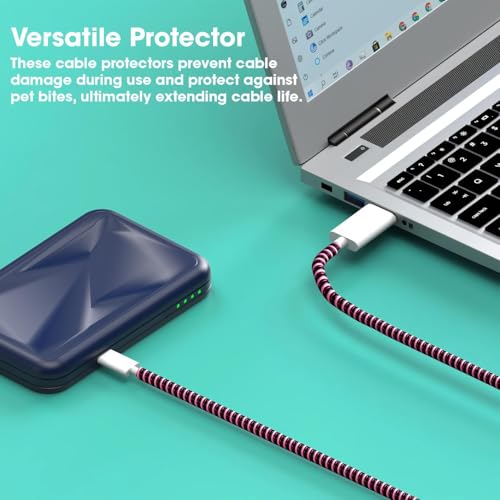 Image of Sounce Spiral Cable Protector, 1.7 Meter Charging Cable Protection Data Cable Protective Sleeve, Cord Saver, Cable Protective Cover for Earphone, Data Wire Cable, Durable PVC Material, Red (Pack of 3)