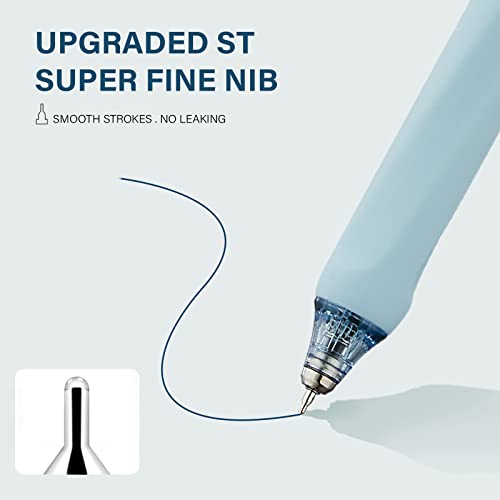 Image of ParKoo Gel Pens Quick Dry Ink Fine Point 0.5mm, Retractable Rolling Ball 6 Black /6 Blue Ink Pen, Click Silent Pens Set for Journaling Notetaking Drawing Sketching Smooth Writing Non Bleed 12pcs