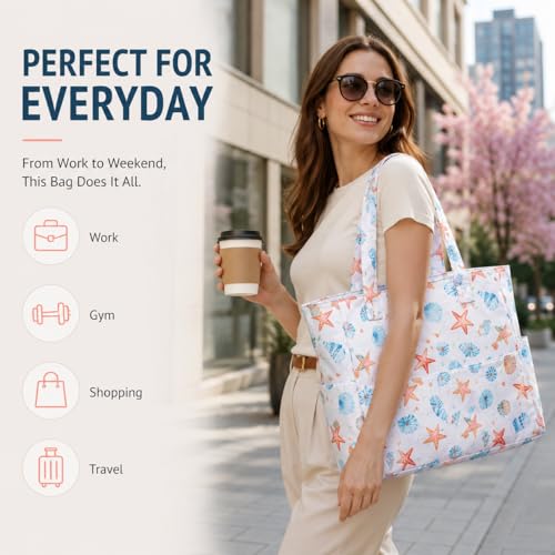 Image of LEDAOU Beach Bag Waterproof Sandproof Women Beach Tote Pool Bag with Zipper for Swim Gym Grocery Travel with Wet Pocket | Sandproof