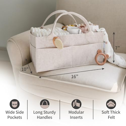 Image of PUTSKA Baby Diaper Caddy Organizer - Nursery Storage Basket for Diaper Station, Baby Basket Shower List and Registry Gift Must-Haves, Newborn Essentials, Nursery Decor for Boy or Girl - Mocha, XL