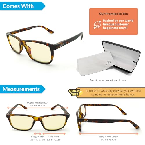 Image of J+S Vision Blue Light Blocking Glasses for Men Women | Computer Gaming Work| Anti Strain Fatigue UV Glare | Medium-Small Fit