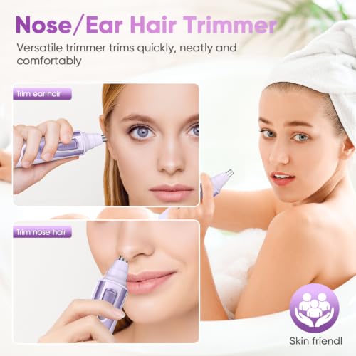 Image of Ear and Nose Hair Trimmer Clipper - 2026 Professional Painless Eyebrow & Facial Hair Trimmer for Men Women, Battery-Operated Trimmer with IPX7 Waterproof, Dual Edge Blades for Easy Cleansing Lavender
