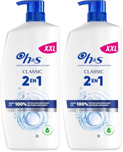 H&S Classic Champú y Acondicionador Anticaspa 2 en 1 1000ml, con Dispensador. Hasta 100% de Protección Anticaspa. Para Todo Tipo de Pelo y Cuero Cabelludo. Uso Diario. Limpieza profunda (Paquete de 2)