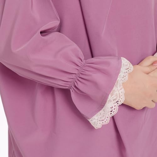 Kids Girls Muslim Islamic Two-piece Outfits Lace Long Sleeve Hijab Dress Abaya and Loose Skirt Full Cover Kaftan4