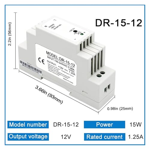 Alimentation Rail DIN DR-15-12 V stabilisée DC pour transformateur