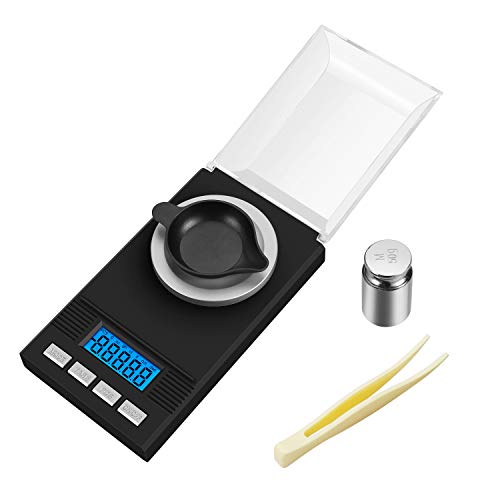 Flexzion Digital Milligram Scale Pocket Size Precision Gram Scale 50g/0.001g, Portable Mini Kitchen
