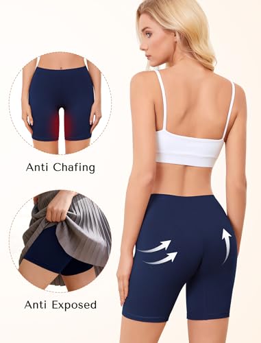 Image of voenxe Cotton Bike Shorts Women Underwear,Short for Under Dress Anti Chafe | 4 Pack Womens Boxer Brief,High Waist Slip Boyshort,Ladies Breathable Soft Biker Panties,Cooling Thigh Undershort Under Skirt