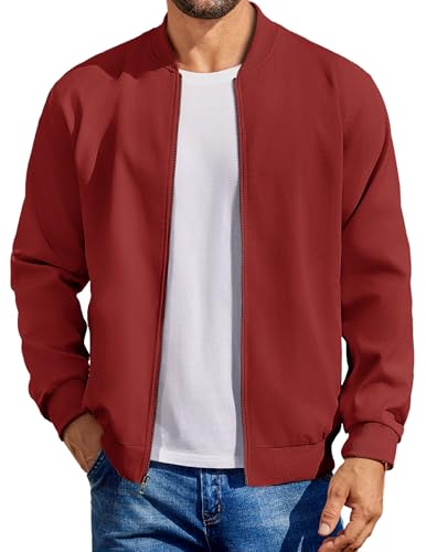 Image of COOFANDY Mens Light Cotton Bomber Jacket Flight Casual Softshell Varisty