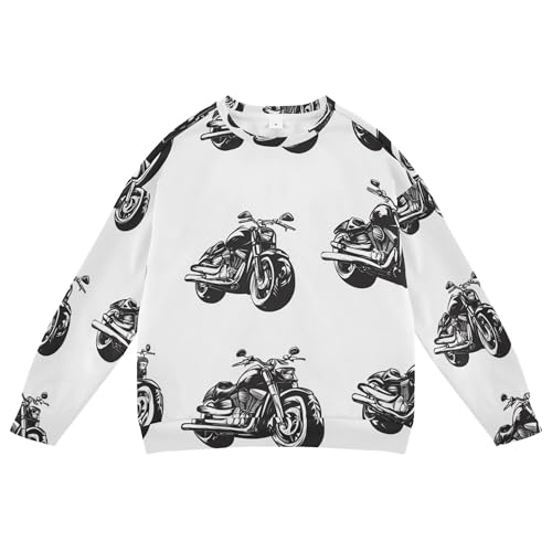 JUNZAN Motorcycles White Kids Girls Sweatshirts Hoodies Fleece Boys Sweat Shirt Athletic 4T