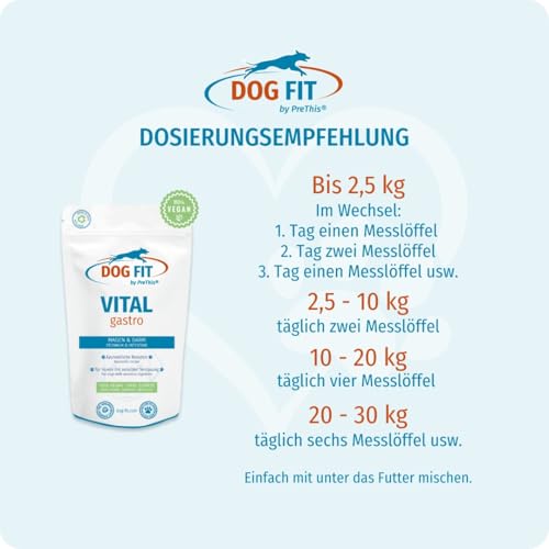 DOG FIT by PreThis® VITAL Gastro | Für eine harmonische Verdauung beim Hund | Mit Topinambur, Ashwagandha & Neem – inspiriert von der Ayurveda | Vegan, ohne Zusätze | 80 g