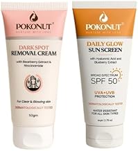 Pokonut Herbal Sunscreen Cream SPF 50+ | Broad Spectrum UVA/UVB Shield With Dark Spot Removal Cream with Niacinamide & Kojic Acid For Men & Women| 50gm