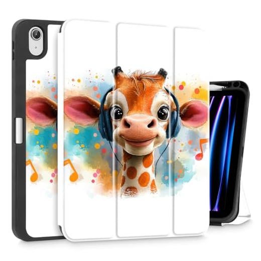 Mektron Case for iPad Air 11 inch (M4 2026 8th /M3 2025 7th /M2 2024 6th), Compatible with iPad Air 10.9" (2022 5th Gen /2020 4th Gen) Tablet Cover Buit in Pencil Holder, Cute Giraffe