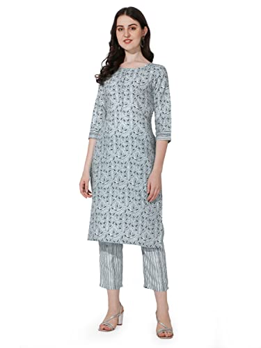 Image of MIRCHI FASHION Pure Cotton Straight Kurta Set for Women with Pant | Printed Kurta Pant Set | Ethnic Office Wear Kurta Set with Trouser