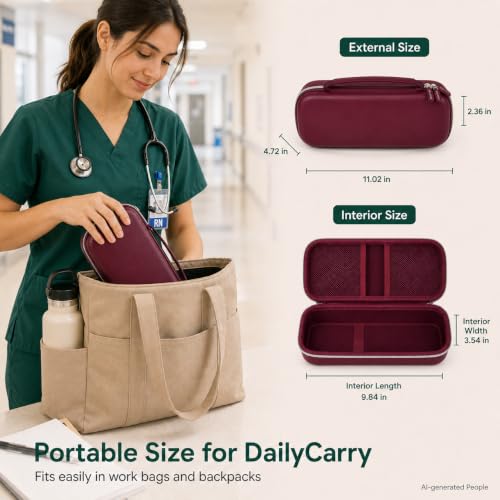 Image of ALKOO Stethoscope Case for 3M Littmann Classic III /Cardiology IV, Maroon | for MDF Acoustica Stethoscopes, for Nurses, Doctors, Nursing School Essentials, Students, Clinic, EMS, Travel, Hard Bag Only