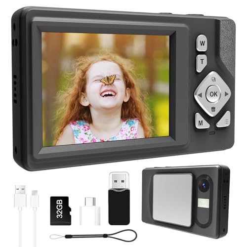 Digital Camera 1080P FHD 48MP with 2.83" LCD, 18X Digital Zoom & Anti-Shake - 32GB SD Card & Reader Included, Compact Portable Point and Shoot Travel Camera for Kids, Teens, Students & Beginners
