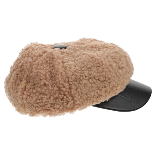 NIYANGLE Women Hat Stylish Octagonal Hat Warm Cashmere Visor Cap Newsboy Cap Comfortable for Girls Fashionable Khaki