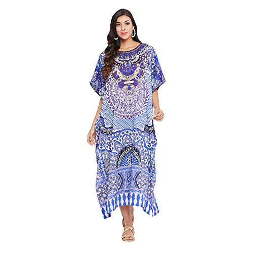 Image of Oussum Women Long Maxi Plus Size Polyester Kaftan Gown, Womens Kaftan Dresses Lounge Resort Wear, Plus Size Kaftan
