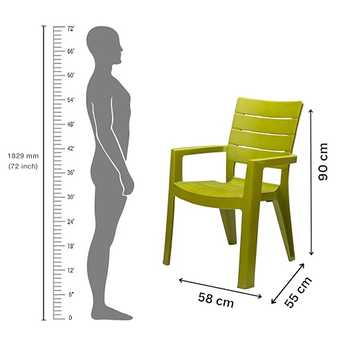 Image of Cello Jordan Polypropylene Plastic Arm Chair | Modern Multipurpose Seating for Home, Office, Garden & Balcony | Ergonomic Indoor & Outdoor Furniture (Color: Green, Set of 2 piece)