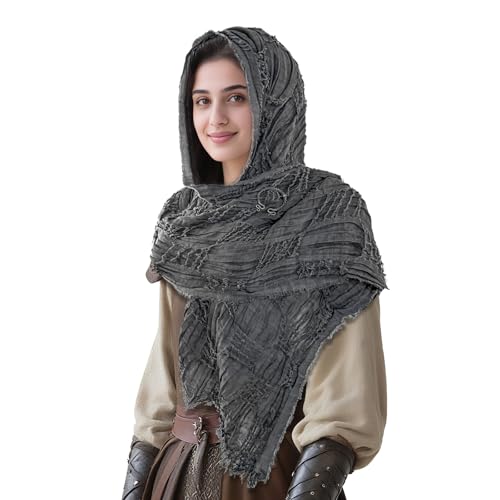 Halloween Hooded Cape Viking Costume,Medieval Hooded Cloak,Vintage Viking Clothing Accessories,Renaissance Accessories