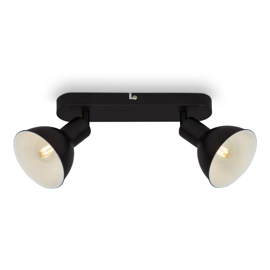 BRILONER Leuchten 2674-025 Retro Ceiling Light, 2-Bulb Retro Ceiling Spotlight E14, Adjustable, Black/White, 270 x 140 x 60 mm, Black/White