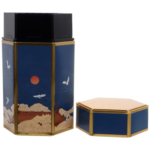 ULTECHNOVO Barattolo in Latta Sigillato per Alimenti e Tè Sfuso, Contenitore Ermetico Coperchio, Scatola Multiuso per Cucina e Conservazione Domestica, Stile Cinese Decorativo per Soggiorno