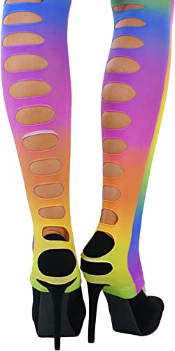 Image of ToBeInStyle Women's Slashed Ripped Shredded Distressed Hosiery Tights Leggings Music Festival