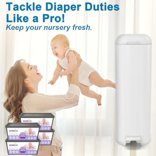Image of Refills Fits Genie Easy Roll Signature Diaper Pail & Platinum Pail | 7-Layer Powerful Odor Control,Diaper Pail Refill Bags, 120 Bags Refill Hold up to 5640 Newborn Diapers, Extra Thick Unscented