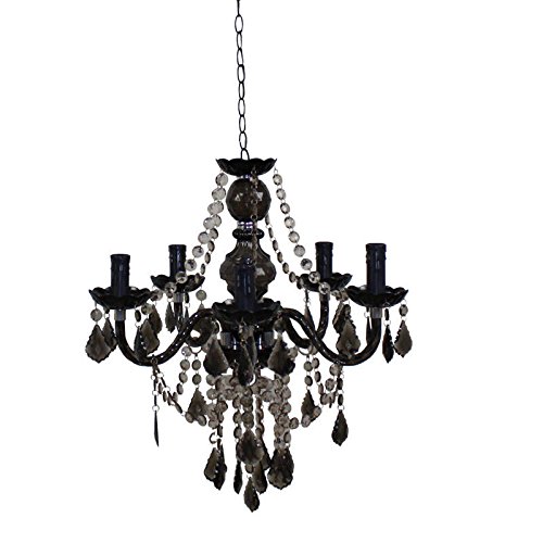 Chandelier acrylique noir suspension vintage 5 branches salon et repas