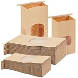 Moretoes 100pcs Bakery Bags with Window, Cookie Bags Coffee Bags Kraft Paper Bags, Tin Tie Tab Lock Bags Brown Window Bags (4.5x2.36x9.6in & 3.5x2.36x6.7in), Mixed