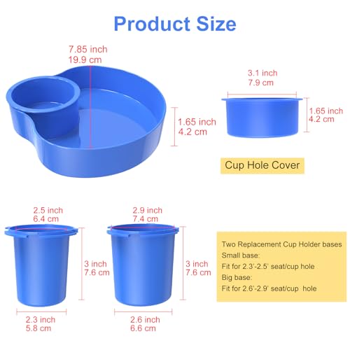 Image of [2 Pack] Kids Car Seat Travel Tray: Carseat Snack Tray for Food Eating, Baby Snacks Plate for Toddlers with Cup Holder Bases, Kids Road Trip Essentials, Blue
