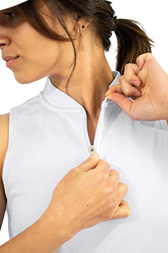 Three Sixty Six Womens Sleeveless Collarless Golf Polo Shirt with Zipper - Quick Dry Tank Tops for Women2