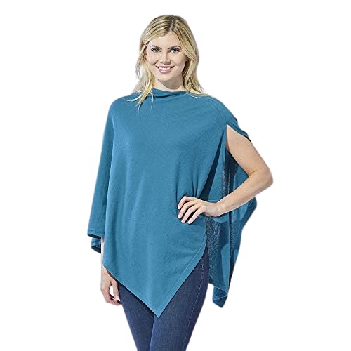 Image of Hadley Wren Women's Classic Colorblock Everyday Cotton Poncho, Black Solid Solid